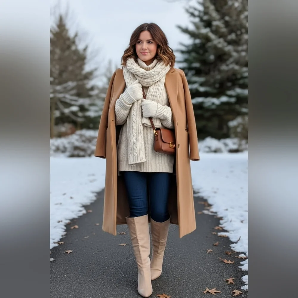 Coutgo Knee High Boots Wide Calf Kitten Heel Pointed Toe Boots Pull On (New) - Picture 2 of 13